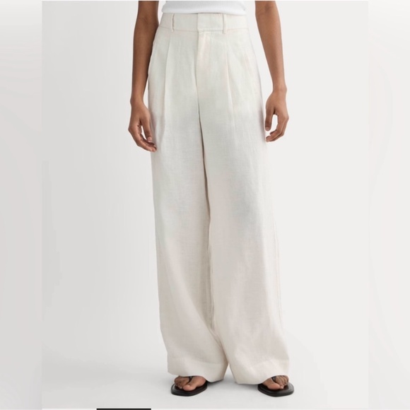 Everlane The Linen Way High Drape Pant in Natural Chambray 10 Wide Leg Beach - Picture 16 of 16